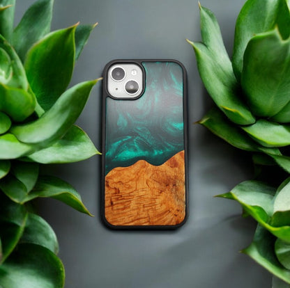 Wood and Resin iPhone Case - Malachite Green