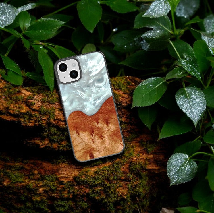 Wood and Resin iPhone Case - Pearl White - Tallpine | Sustainable and Eco-Friendly Phone Cases - pearl white Wood