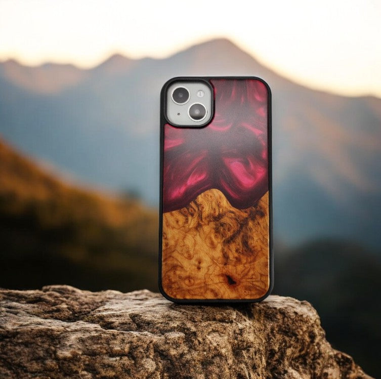 Wood and Resin iPhone Case - Ruby Red