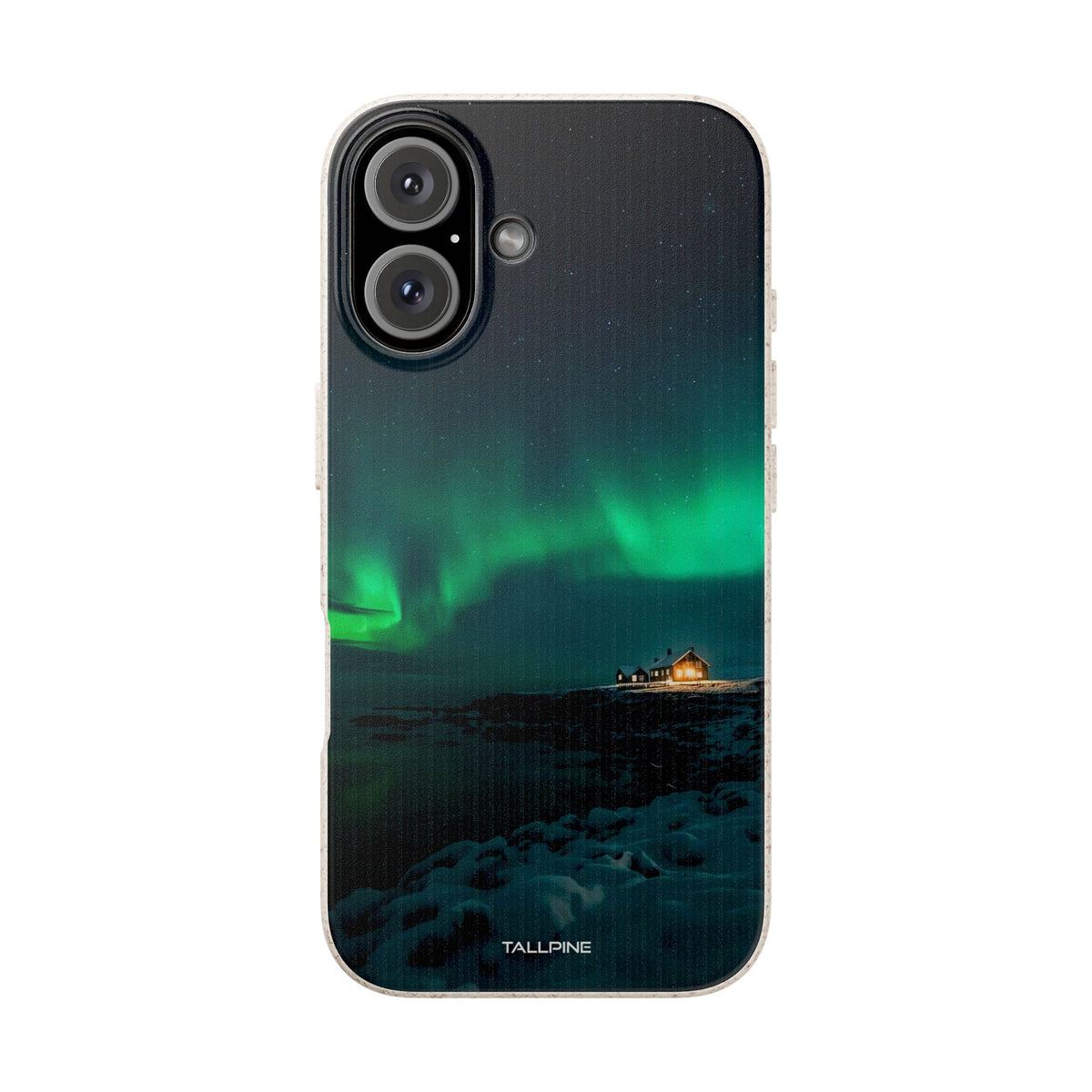 Northern Lights - Eco Case iPhone 16 Plus - Tallpine Cases | Sustainable and Eco-Friendly - Black Green Nature