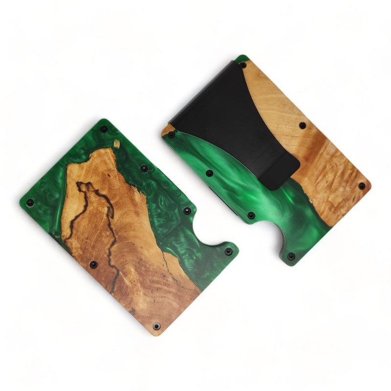 Wood and Resin Card Holder Wallet Emerald Green - Tallpine Cases | Sustainable and Eco-Friendly - card holder